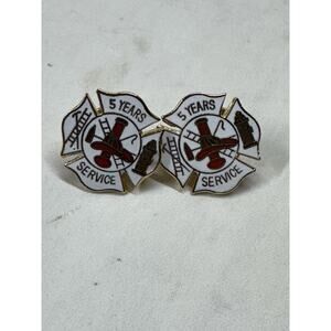 Firefighter Rescue Fire Department 5 Years Service Award Pin Cross Lot Of 2